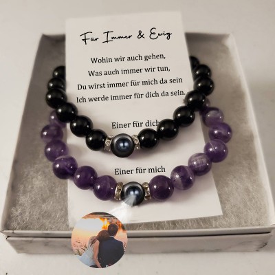 Benutzerdefinierte Foto magnetische Armband mit minimalistischen Memorial Geheimnis für Paar Geburtstagsgeschenke
