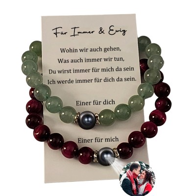 Benutzerdefinierte 2 Pcs magnetische Matching Armbänder mit Bild im Inneren für Paar Jahrestag Geschenk