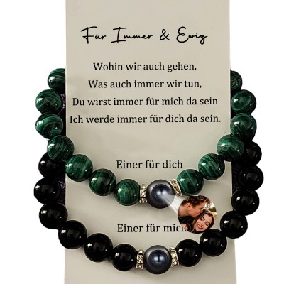 Personalisierte Satz von 2 Paare Projektion Armbänder mit magnetischen Design für sie ihn Valentinstag