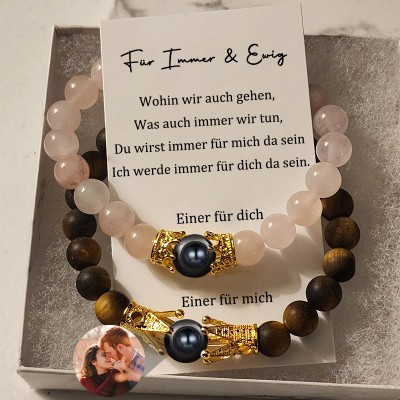 Benutzerdefinierte Foto Projektion Set Armband mit magnetischen Design für Ehepaar Frau Valentinstag