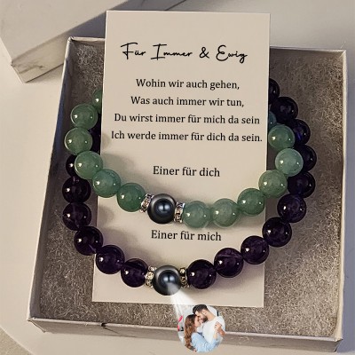 Personalisierte Matching Magnetic Crystal Paar Armbänder mit Bild im Inneren für Freundin Freund