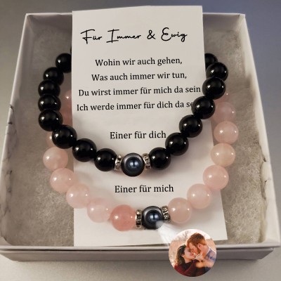 Benutzerdefinierte Foto Projektion Set Armbänder mit gegenseitiger Anziehung Anhänger für Valentinstag