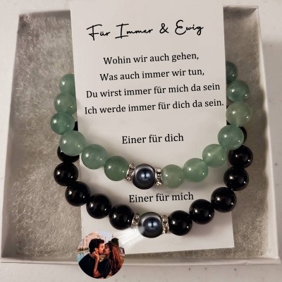 Benutzerdefinierte Magnetischen Charme Kristall Paar Armbänder mit Memorial Foto im Inneren für Valentinstag Geschenke Gesetzt