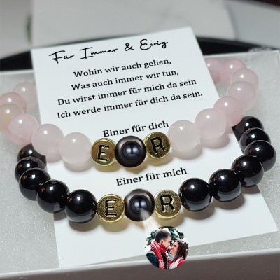 Personalisierte Passende Magnetische Perlenarmband mit Benutzerdefinierten Bild für sie Jahrestag Geschenkideen