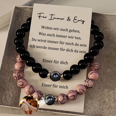Magnetische Paar Anziehungskraft Armband Set mit benutzerdefinierten Speicher Foto innen für Valentinstag