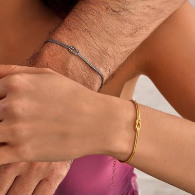 Personalisierte Liebe Knoten Paar Armband mit Initial für Valentinstag Jahrestag Geschenkideen
