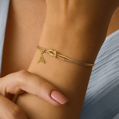 Personalisierte Liebe Knoten Paar Armband mit Initial für Valentinstag Jahrestag Geschenkideen