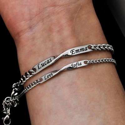 Personalisierte Paar Armband mit benutzerdefinierten Namen für Valentinstag Jahrestag Geschenkideen