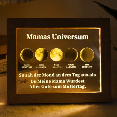 Individuelle Mondphase Lampe mit Namen des Kindes für Muttertag Familie Geschenk