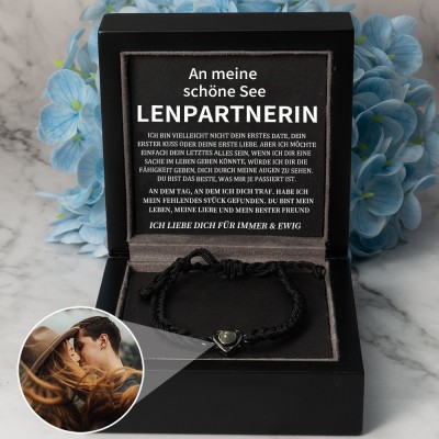 Personalisierte Rope Memorial Foto Projektion Armband mit Bild im Inneren Valentinstag Geschenke für Paare