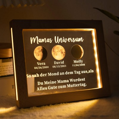 Individuelle Mondphase Lampe mit Namen des Kindes für Muttertag Familie Geschenk