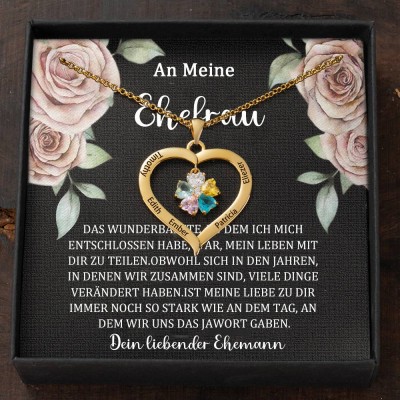 Individuelle Herz-Halsketten mit Namen und Geburtssteinen als Muttertagsgeschenk