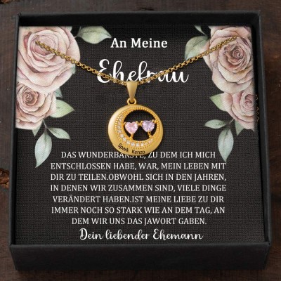 Benutzerdefinierte Paar Namen Halskette mit Geburtssteinen Valentinstag Geschenke