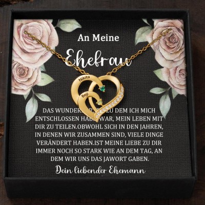 Benutzerdefinierte Paar Namen Halskette mit Geburtssteinen Valentinstag Geschenke