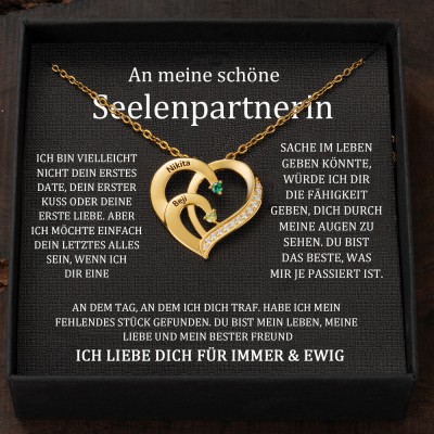 Benutzerdefinierte Paar Namen Halskette mit Geburtssteinen Valentinstag Geschenke