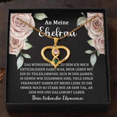 Benutzerdefinierte Paar Namen Halskette mit Geburtssteinen Valentinstag Geschenke