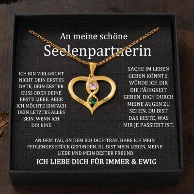 Benutzerdefinierte Paar Namen Halskette mit Geburtssteinen Valentinstag Geschenke