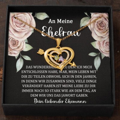 Benutzerdefinierte Paar Namen Halskette mit Geburtssteinen Valentinstag Geschenke