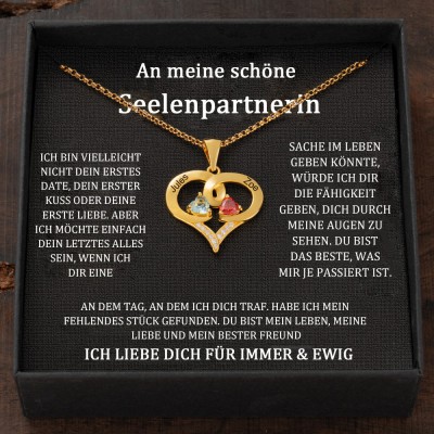 Benutzerdefinierte Paar Namen Halskette mit Geburtssteinen Valentinstag Geschenke
