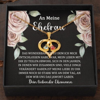 Personalisierte Liebesnamenskette mit Geburtssteinen als Geburtstagsgeschenk