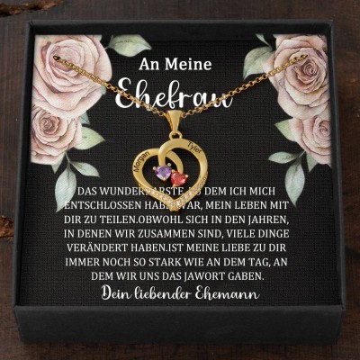 Benutzerdefinierte Paar Namen Halskette mit Geburtssteinen Valentinstag Geschenke