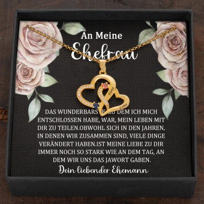 Benutzerdefinierte Paar Namen Herz Halskette mit Geburtssteinen Valentinstag Geschenke