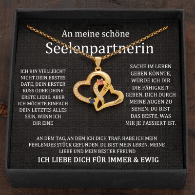 Benutzerdefinierte Paar Namen Herz Halskette mit Geburtssteinen Valentinstag Geschenke