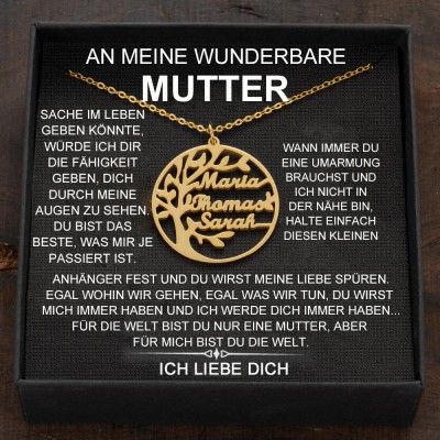 Individuelle Stammbaum-Halsketten mit Kindernamen für Geschenkideen zum Muttertag