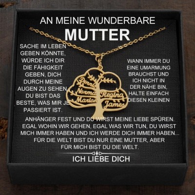 Benutzerdefinierte Stammbaum Name eingraviert Halsketten für Muttertag Geschenke