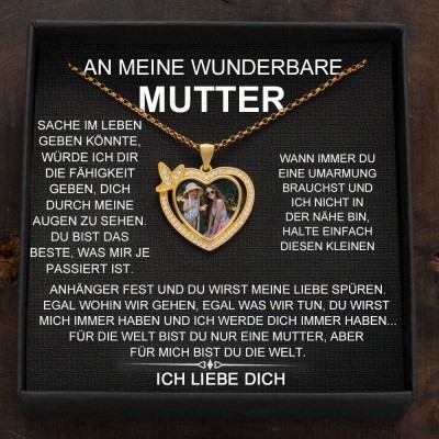 Personalisierte Herz-Halskette mit Foto Speicher für Familie Geschenk