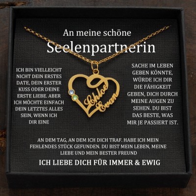 Benutzerdefinierte Paar Namen Herz Halskette mit Geburtssteinen Valentinstag Geschenke
