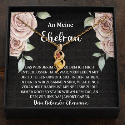 Benutzerdefinierte Paar Namen Herz Halskette mit Geburtssteinen Valentinstag Geschenke