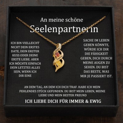 Benutzerdefinierte Paar Namen Herz Halskette mit Geburtssteinen Valentinstag Geschenke