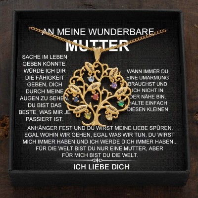 Benutzerdefinierte Geburtsstein Familie Baum Halskette mit Namen Muttertag Geschenk