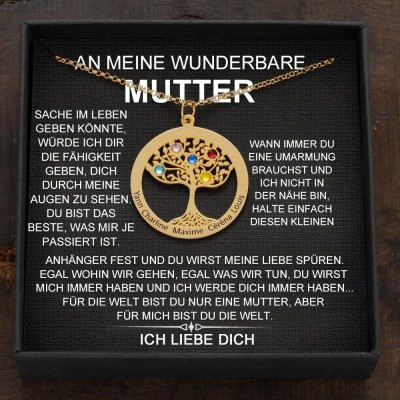 Personalisierte Geburtsstein Familie Baum Halskette mit Kindernamen Muttertag Geschenk