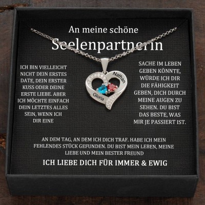 Personalisierte Liebes-Namenskette mit Geburtssteinen für Paare