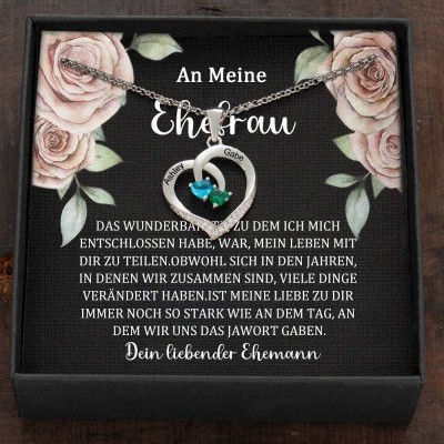 Benutzerdefinierte Paar Namen Halskette mit Geburtssteinen Valentinstag Geschenke