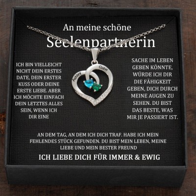 Benutzerdefinierte Paar Namen Halskette mit Geburtssteinen Valentinstag Geschenke