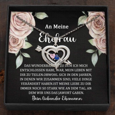 Benutzerdefinierte Paar Namen Halskette mit Geburtssteinen Valentinstag Geschenke