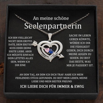 Benutzerdefinierte Paar Namen Halskette mit Geburtssteinen Valentinstag Geschenke