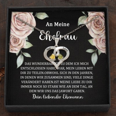 Benutzerdefinierte Paar Namen Halskette mit Geburtssteinen Valentinstag Geschenke