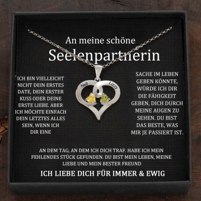 Benutzerdefinierte Paar Namen Halskette mit Geburtssteinen Valentinstag Geschenke
