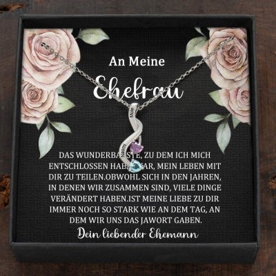 Benutzerdefinierte Paar Namen Herz Halskette mit Geburtssteinen Valentinstag Geschenke