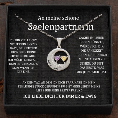 Benutzerdefinierte Paar Namen Halskette mit Geburtssteinen Valentinstag Geschenke