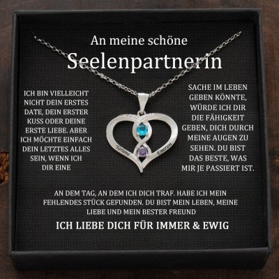 Benutzerdefinierte Paar Namen Halskette mit Geburtssteinen Valentinstag Geschenke