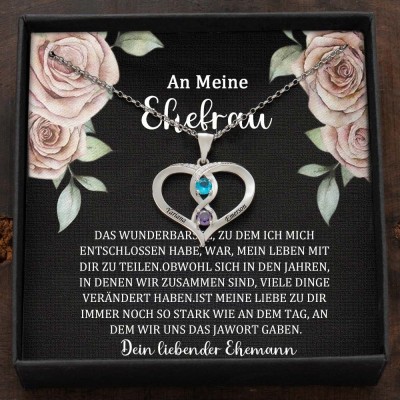 Benutzerdefinierte Paar Namen Halskette mit Geburtssteinen Valentinstag Geschenke