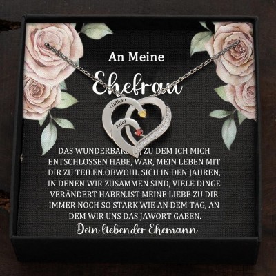 Benutzerdefinierte Paar Namen Halskette mit Geburtssteinen Valentinstag Geschenke