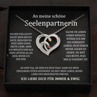 Benutzerdefinierte Paar Namen Halskette mit Geburtssteinen Valentinstag Geschenke