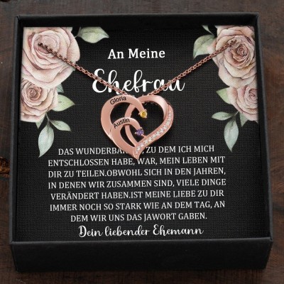 Benutzerdefinierte Paar Namen Halskette mit Geburtssteinen Valentinstag Geschenke