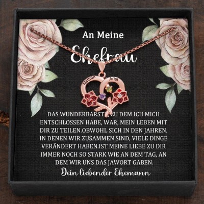 Benutzerdefinierte Paar Namen Herz Halskette mit Geburtssteinen Valentinstag Geschenke